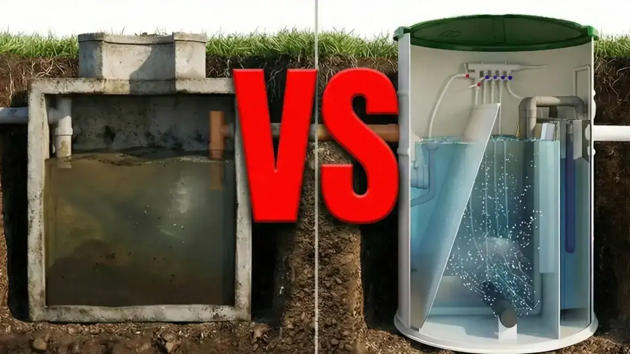 Porównanie tradycyjnego szamba z nowoczesnym systemem oczyszczania ścieków.
