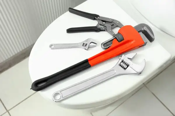 Narzędzia do hydrauliki na desce sedesowej. Klucze i kombinerki, które pomogą Ci dowiedzieć się, jak naprawić deskę wolnoopadającą.